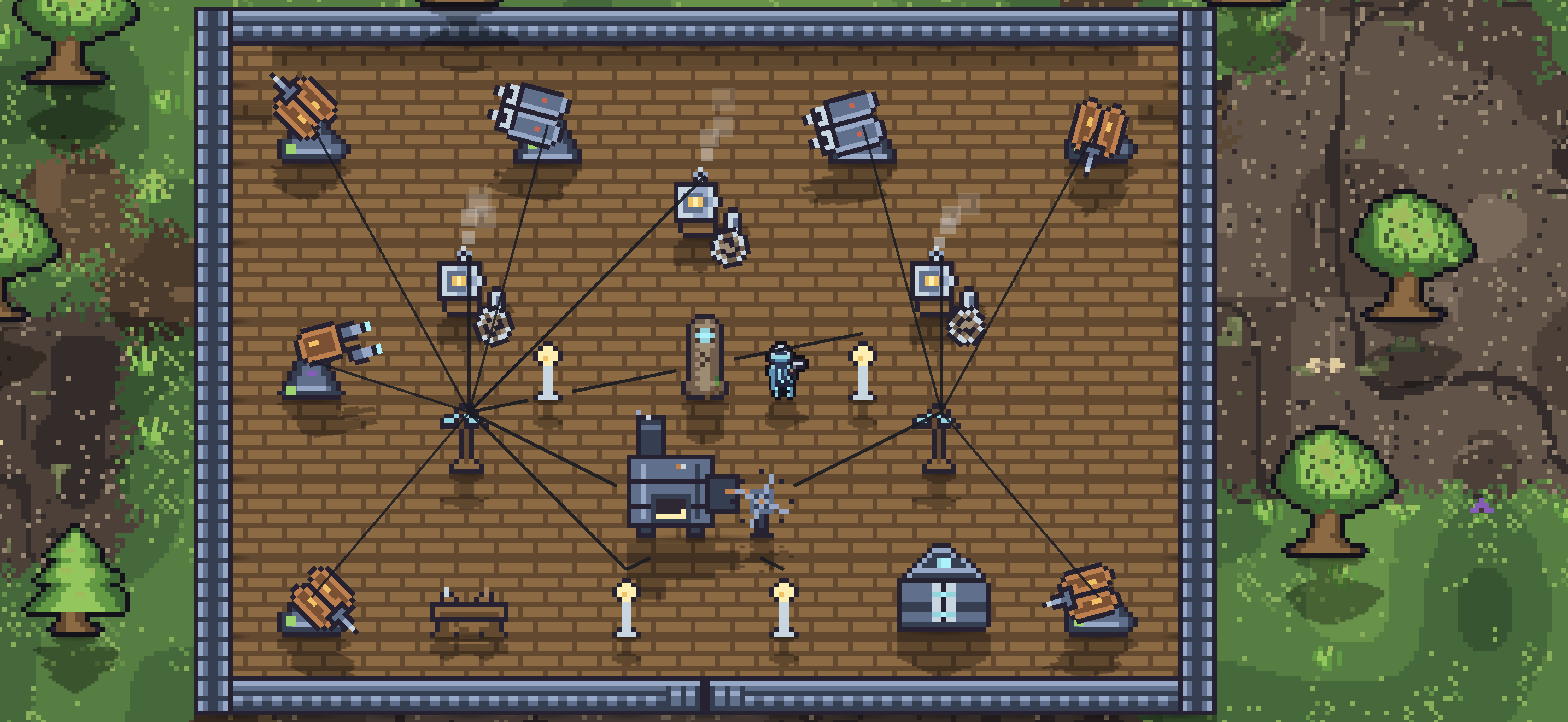 Wardflame power network connecting the base machinery